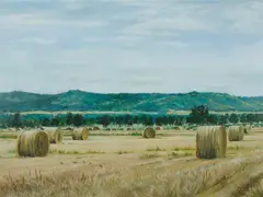 Pamela Griffith, Hay Bales, Oil on Canvas