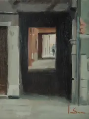 Covered Way, Venice by Graeme Inson, 1998, Oil on Canvas on Board, sold Jul 2019
