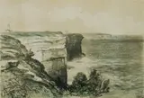John Skinner Prout, The Heads of Port Jackson, 1842, Coloured Lithograph
