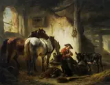 Wouterus I Verschuur, Stable Scene, Oil on Panel
