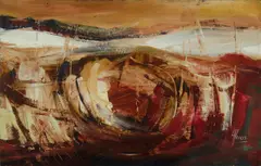 Irene Amos, Abstract Landscape, Oil on Board