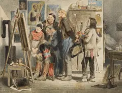 Alois Greil, The village patron, 1871, watercolour on paper; framed