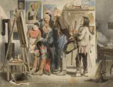 Alois Greil, The village patron, 1871, watercolour on paper; framed