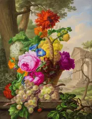 Joseph Nigg, Floral still life with grapes, c. 1829, painting on Old Viennese porcelain; framed