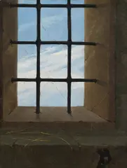 Carl Gustav Carus, View from a barred window into the sky, 1823, oil on canvas; unframed