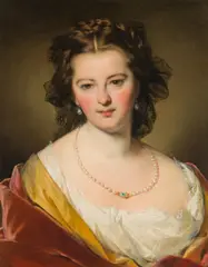 Anton Einsle, Portrait of a Lady with a Pearl Necklace, oil on canvas; framed