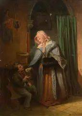 Eduard Ritter, The Almsgiving, 1846, oil on panel; framed