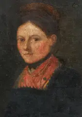 Johann Michael Neder, Portrait of a girl, oil on canvas on cardboard; framed