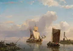 Hermanus Koekkoek, Sailing and fishing boats on the Dutch coast, 1858, oil on canvas; framed