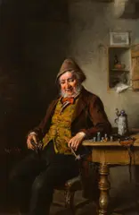 Hermann Armin Kern, Succesful day, oil on panel; framed