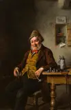 Hermann Armin Kern, Succesful day, oil on panel; framed