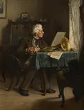 Anton Müller, The horn player, oil on panel