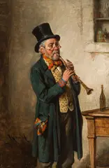 Hermann Armin Kern, Kunstgenuss, 1891, oil on panel; framed