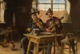 Hermann Armin Kern, Domestic music, oil on canvas; framed