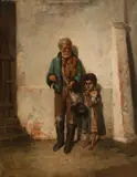 Hermann Armin Kern, The street musician, oil on canvas; framed