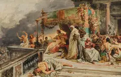 Maximilian Lenz, Nero at the Great Fire of Rome, c. 1890, oil on canvas; framed