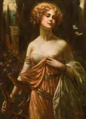 Eugene Ansen-Hofmann, Sappho, oil on canvas; framed