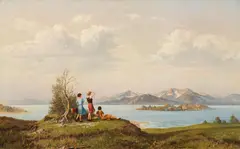 Hans Sengthaler, Chiemsee with a view of the Fraueninsel, oil on canvas; framed