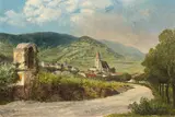 Konrad Petrides, Road to Weißenkirchen in der Wachau, 1926, oil on cardboard; framed