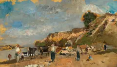 Region near Haslau on the Danube (nature study) by Emil Jakob Schindler, 1878/80, oil on canvas; framed, sold Jun 2023