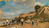 Emil Jakob Schindler, Region near Haslau on the Danube (nature study), 1878/80, oil on canvas; framed