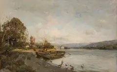 Emil Jakob Schindler, The Danube in the Wachau (near Weißenkirchen), 1879/80, oil on panel; framed