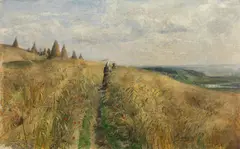 Marie Egner, Harvest time in the Wachau, c. 1894, oil on canvas; framed