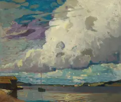 Alfred Poell, Lake Attersee (Nature Study), 1925, oil on cardboard; framed