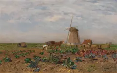 Eugen Jettel, Red cabbage field in Holland, 1880, oil on panel; framed