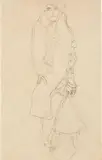 Gustav Klimt, Standing Lady with boa from the front (study in relation to the portrait of Adele Bloch-Bauer, 1907)