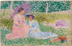 Hippolyte Petitjean, À la campagne, oil on panel; framed
