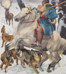 Norbertine Bresslern-Roth, Hubertus III, 1941, oil on jute; framed
