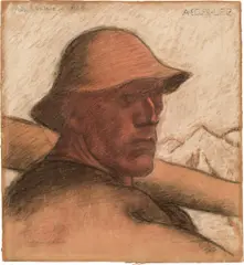 Albin Egger-Lienz, The second peasant from "Totentanz, c. 1920, pastel on painting cardboard; framed
