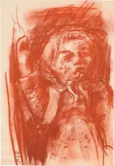 Rudolf Wacker, Doll, 1936, red chalk on paper; framed