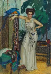 Leo Putz, Cara Köhler with parrot, 1911, oil on canvas; framed