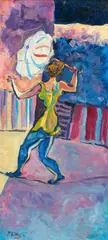 Pravoslav Kotík, Tightrope dancer in the manege, 1927, oil on cardboard; framed