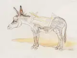 Donkey by Ludwig Heinrich Jungnickel, mixed media on paper; framed, sold Jun 2023