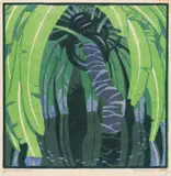 Norbertine Bresslern-Roth, Tropen, colour linocut on paper; framed