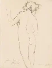 Jean ( Hans ) Egger, Back nude Signe Wallin, 1926, pencil on paper; unframed