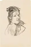 Oskar Kokoschka, Girl wirh hair ribbon, 1922, lithograph on laid paper; unframed