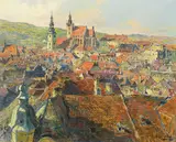 Siegfried Stoitzner, Krems, 1961, oil on canvas; framed
