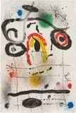 Joan Miró, Personnage Au - Dessus De L'Horizon, 1965, colour lithograph on paper; framed