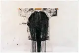 Hermann Nitsch, Bulk picture with painting shirt, 2011, acrylic on white primed jute and cotton shirt; unframed