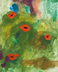 Max Weiler, Poppies, 1996, egg tempera on canvas; framed