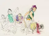 Alfred Hrdlicka, Vanguard (from the cycle: In Gottes Namen), 1983, mixed media on laid paper; framed
