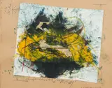 Arnulf Rainer, In der Badewanne geweicht, 1979, mixed media, collage on paper, mounted on cardboard; framed