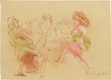 Alfred Hrdlicka, Tanz auf den Gräbern der Revolution II" (from the cycle: Die große Französische Revolution), 1987, pastel on Roma-laid paper; framed