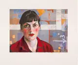 Xenia Hausner, Manhattan, hand coloured chromolithography with acryl, unique; framed