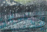 Max Peintner, Das Funkeln der Lichter am anderen Ufer, 1978, mixed media on paper; framed