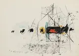 Spuren by Hans Staudacher, 1976, mixed media on paper; framed, sold Jun 2023